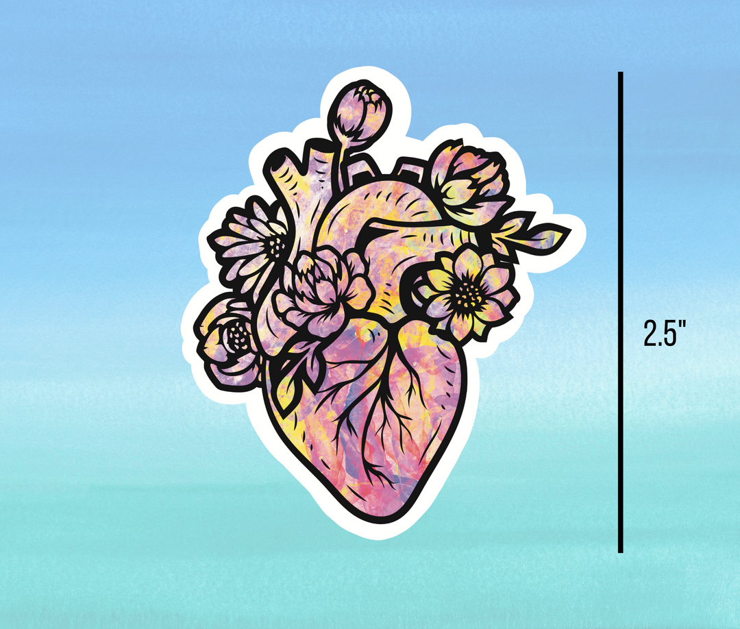 Anatomical Floral Heart Sticker