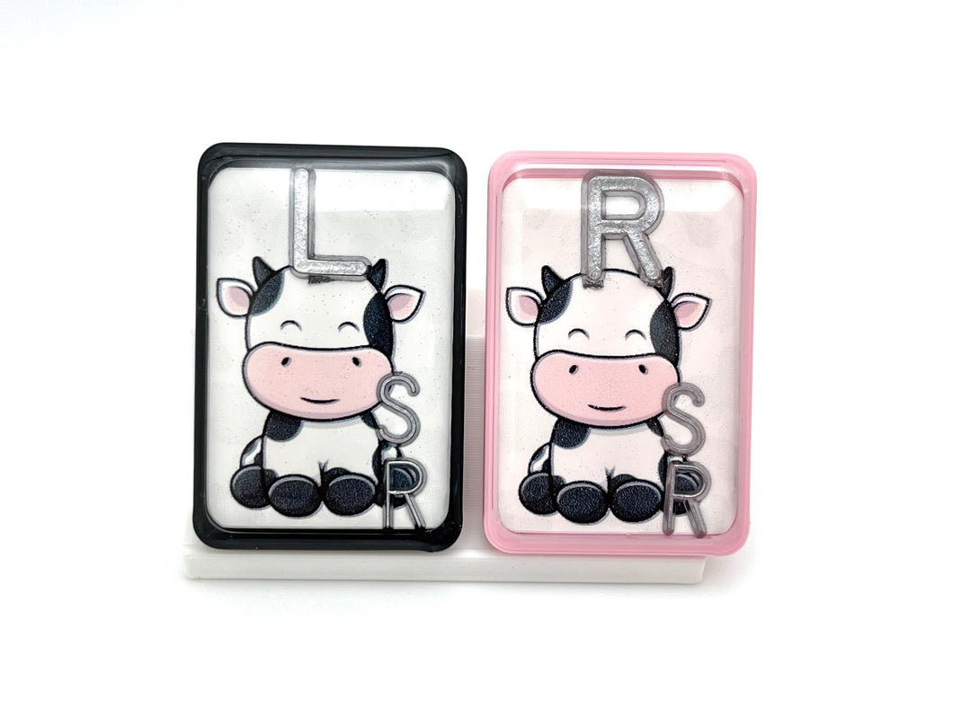 cute cow x-ray markers with initials for radiology technologists